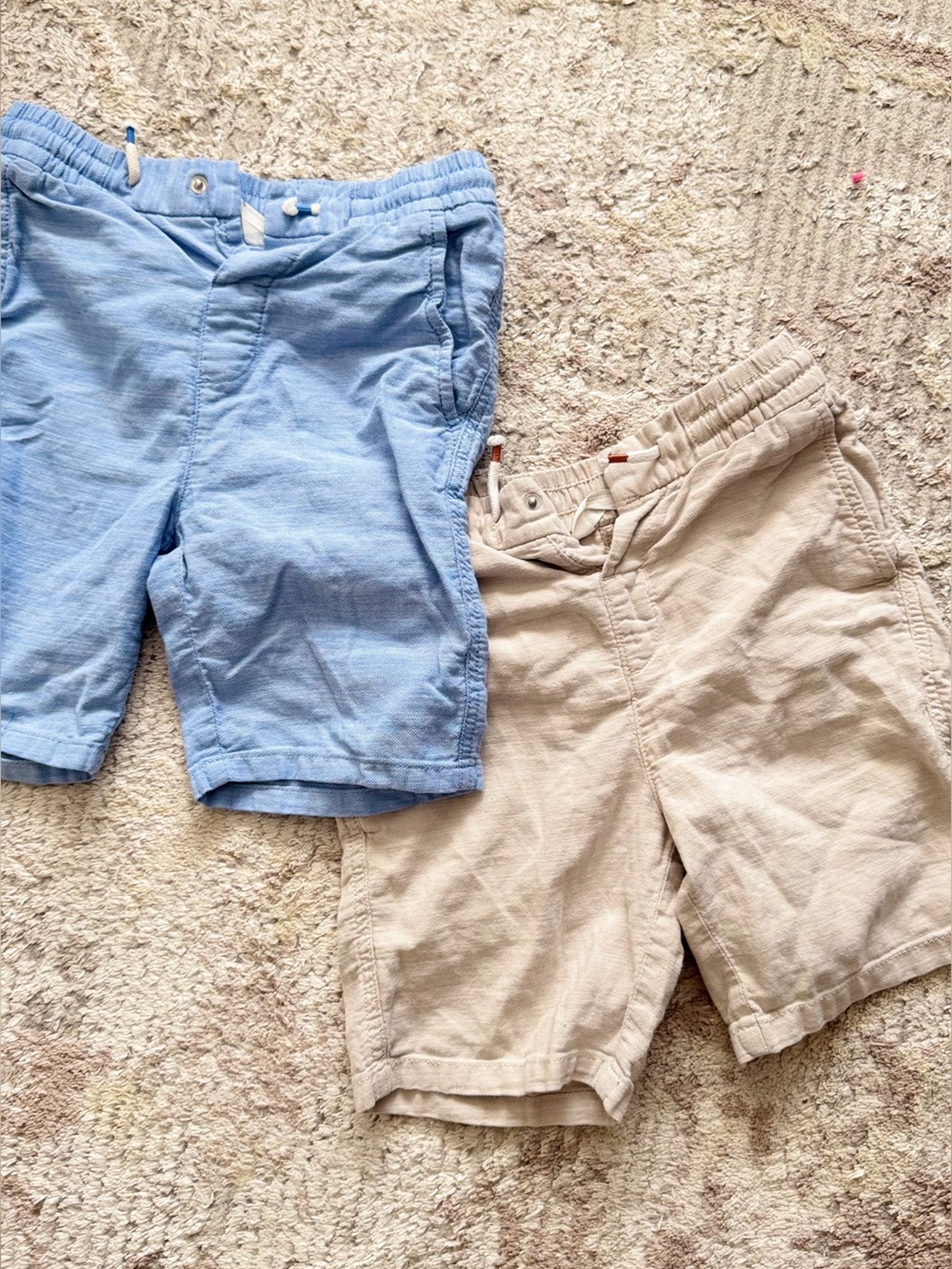 H&M Kids Elastic Waist Shorts in Light Blue and Beige